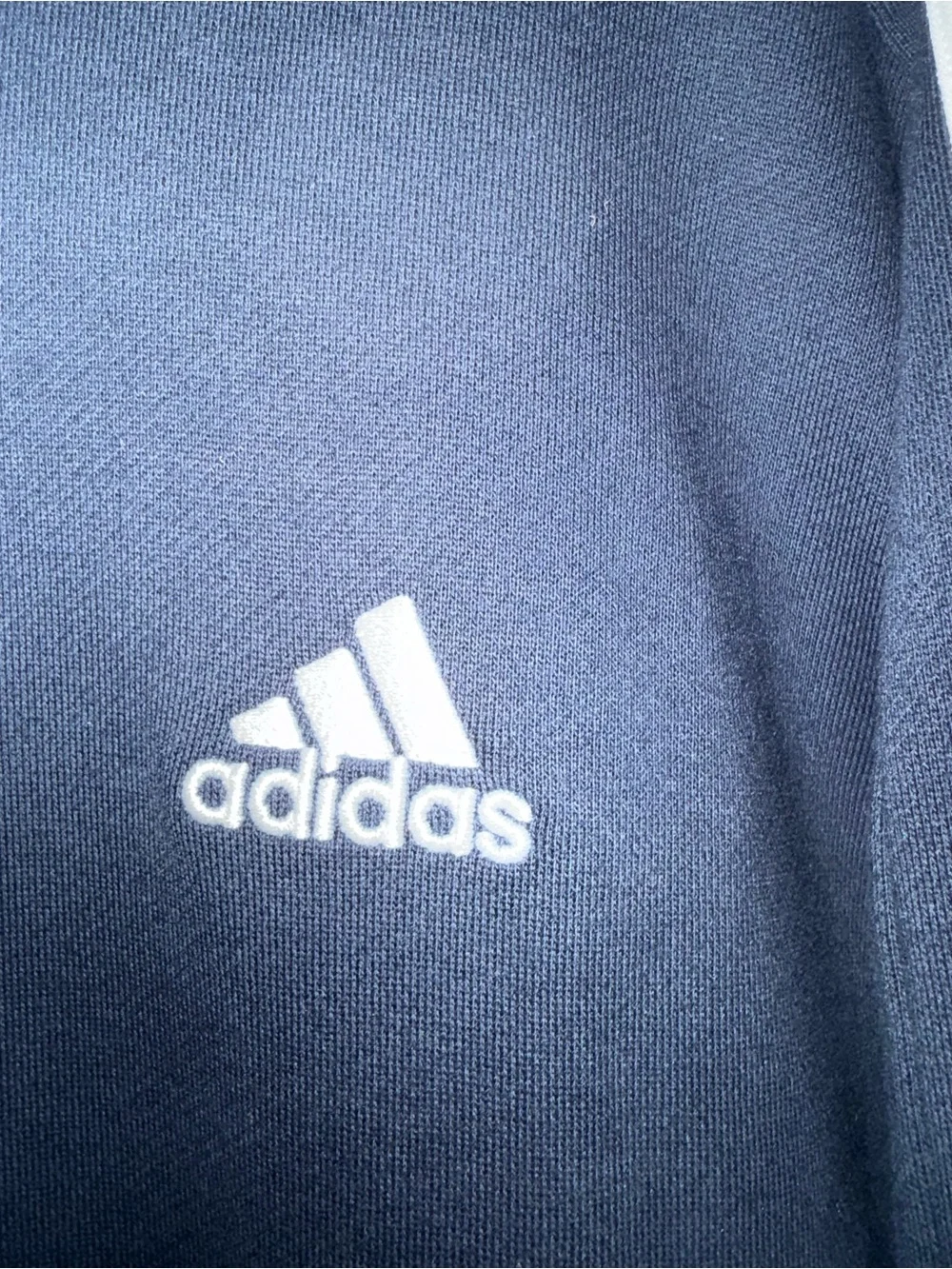 Adidas Navy Pullover Hoodie with Three-Stripe Sleeve Detail